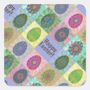 Custom Colourful Eggs Abstract Pattern Easter Square Sticker
