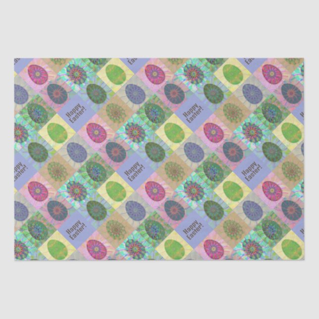 Custom Colourful Eggs Abstract Pattern Easter Tissue Paper (Front)