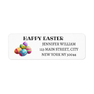 Custom Colourful Eggs Happy Easter Return Address Label