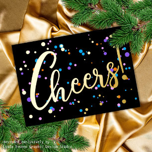 Custom Colourful Festive Fireworks Confetti Gold Foil Holiday Card