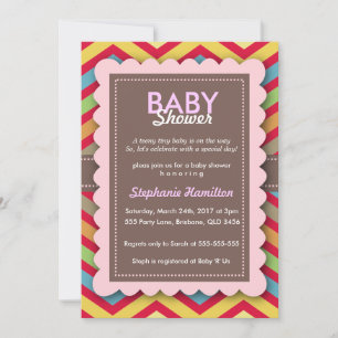 Custom colourful  flower baby shower invite