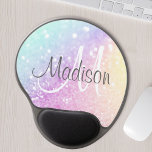 Custom Colourful Glitter Iridescent Elegant Gel Mouse Pad<br><div class="desc">Easily personalise this elegant colourful bokeh glitter pattern with your custom name and/or monogram.</div>