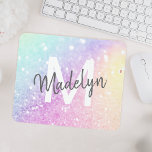 Custom Colourful Glitter Iridescent Elegant Mouse Pad<br><div class="desc">Easily personalise this elegant colourful bokeh glitter pattern with your custom name and/or monogram.</div>