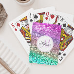 Custom Colourful Glitter Mermaid Monogrammed Name Playing Cards<br><div class="desc">Easily personalise these beautiful sparkly faux glitter playing cards with your custom monogram and name.</div>