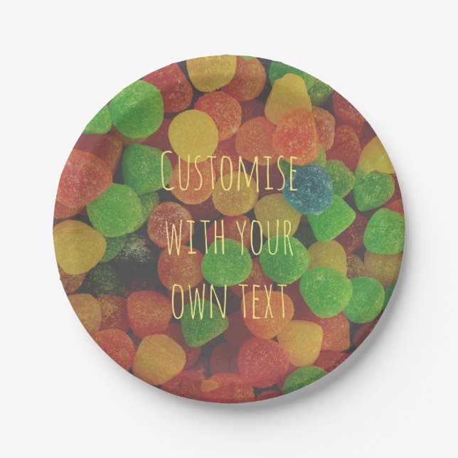Custom Colourful Gumdrops Candy Paper Plate (Front)