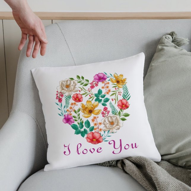 Custom Colourful Heart Flowers Mothers Day  Cushion (Creator Uploaded)