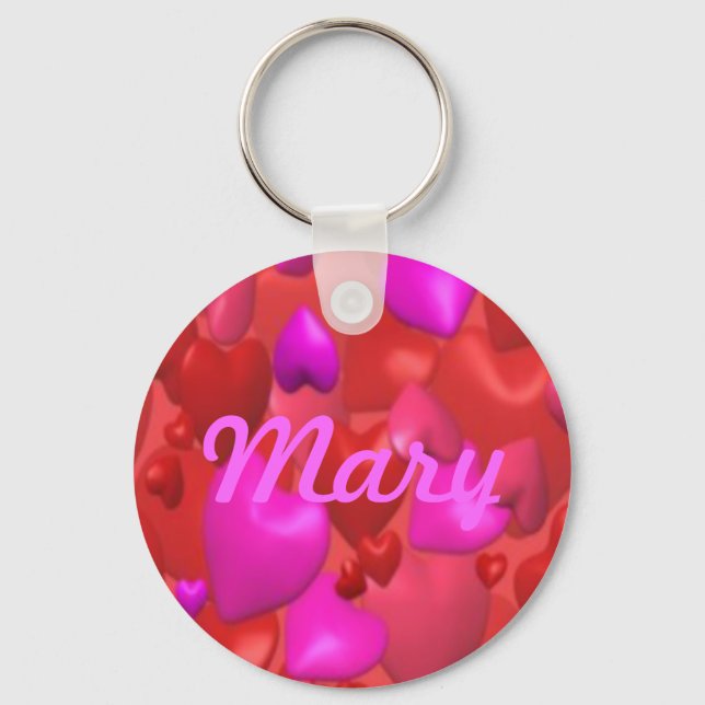 Custom Colourful Hearts Key Chain (Front)