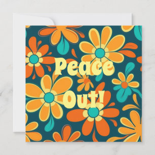 Custom Colourful Hippie Style Peace Out Groovy Holiday Card