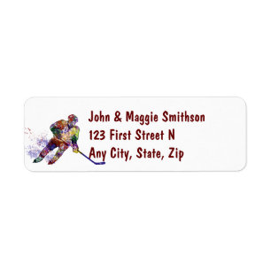 Custom Colourful Hockey Player Sport Return Address Label