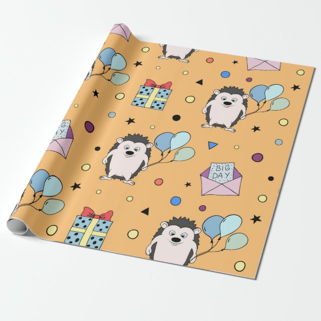 Custom Colourful Kid Birthday Wrapping Paper (Unrolled)