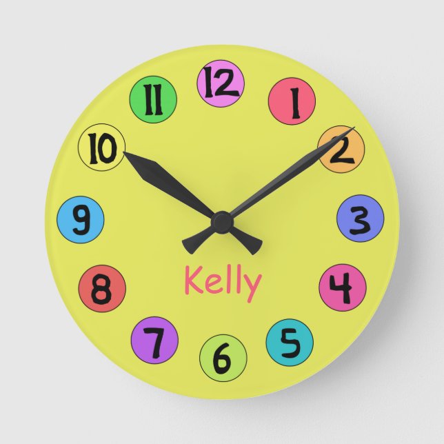 Custom Colourful Kids Big Number Clock (Front)