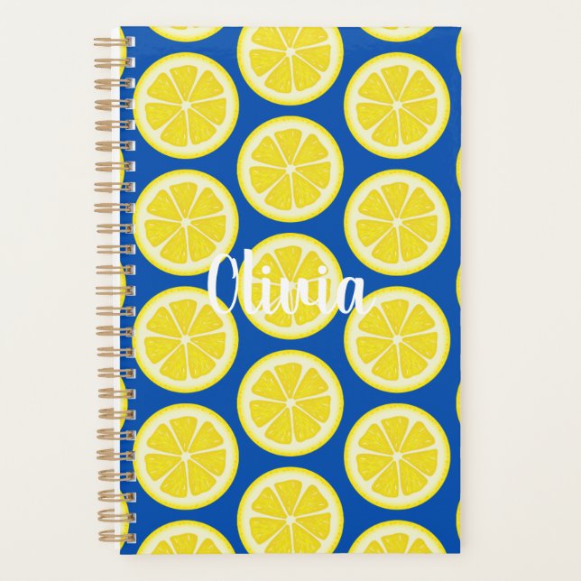 Custom Colourful Lemon Fruit Print Planner (Front)