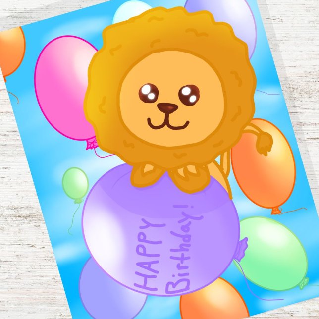 Custom Colourful Lion Themed Birthday Card (Creator Uploaded)