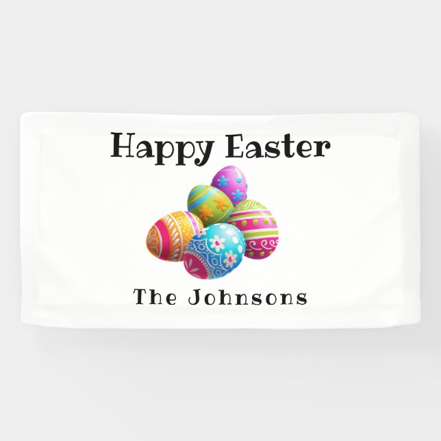 Custom Colourful Modern Egg Hunt Happy Easter  Banner (Horizontal)