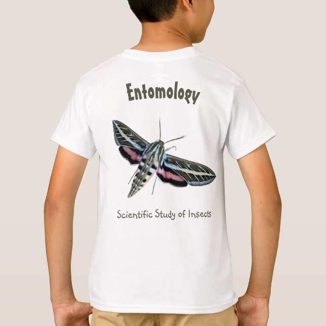 Custom Colourful Moth Pocket & Back Entomology T-Shirt (Back)