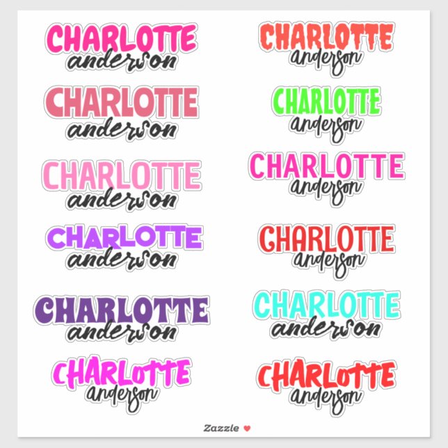 Custom Colourful Name Girly School Vinyl Sticker  (Sheet)