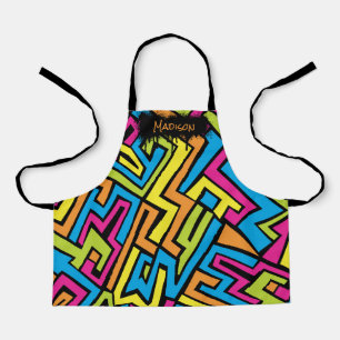 Custom Colourful Neon Graffiti Street Art Pattern Apron