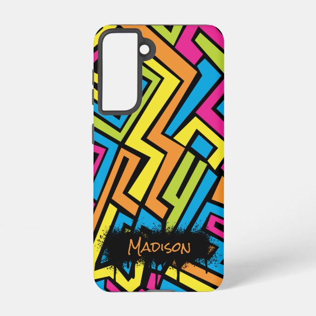Custom Colourful Neon Graffiti Street Art Pattern  Samsung Galaxy S21 Case (Back)