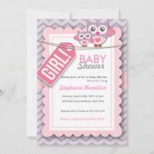 Custom colourful owl flower baby shower invite
