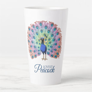 Custom Colourful Peacock Latte Mug
