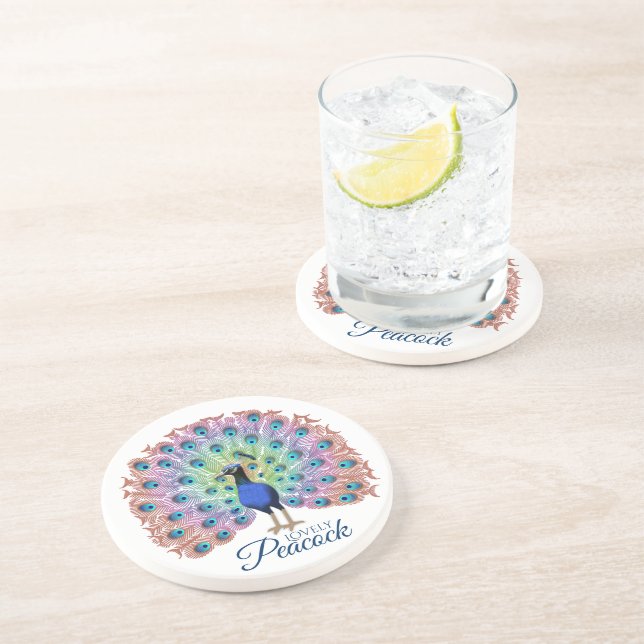 Custom Colourful Peacock Pillar Candle Coaster (Side)