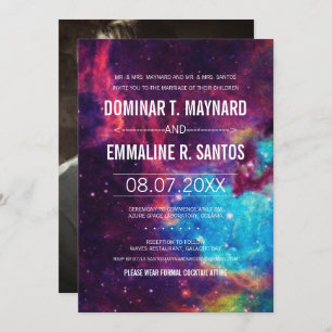 Custom Colourful Photo Galaxy Wedding Invitation