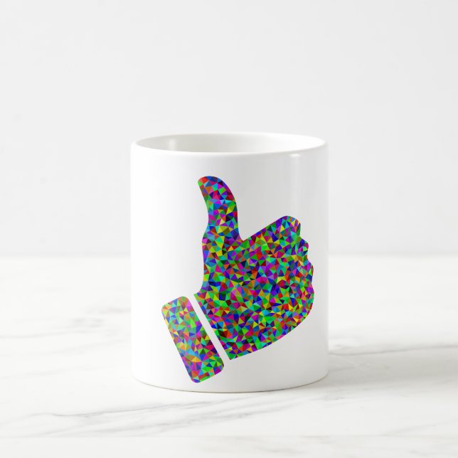 Custom Colourful Prism Thumbs Up Coffee Mug (Center)
