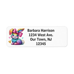 Custom Colourful Rabbit  Return Address Label
