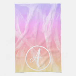 CUSTOM Colourful Rainbow Brushstrokes Abstract Tea Towel