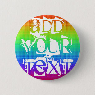 Custom Colourful Rainbow Button Add Your Text