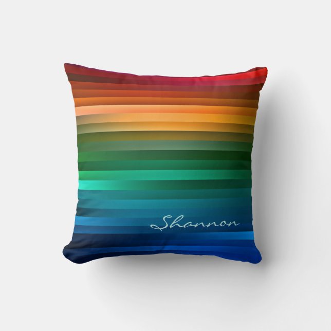 Custom Colourful Rainbow Stripe Pillow (Front)