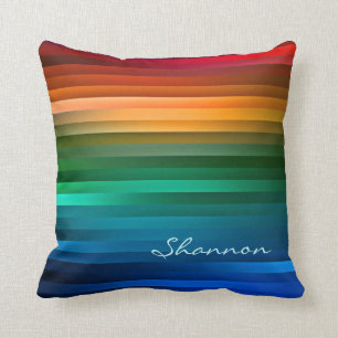 Custom Colourful Rainbow Stripe Pillow