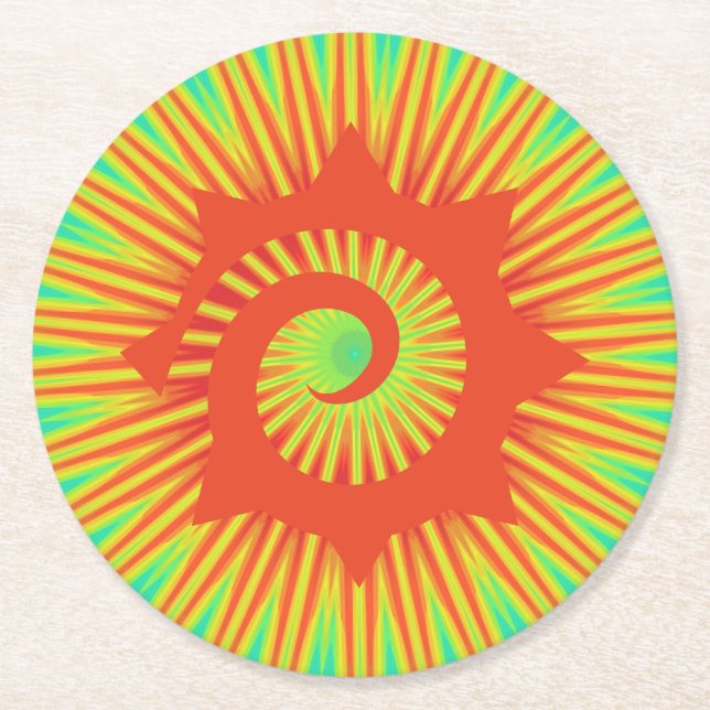 Custom Colourful Red Spiral Paper Coasters (Front)