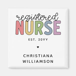 Custom Colourful Registered Nurse RN Graduation Magnet