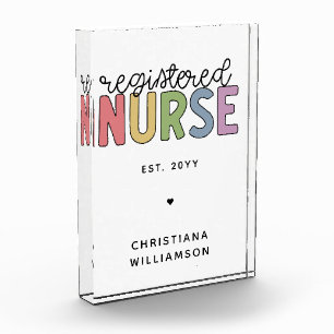 Custom Colourful Registered Nurse RN Graduation Photo Block