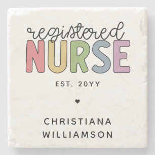 Custom Colourful Registered Nurse RN Graduation Stone Coaster