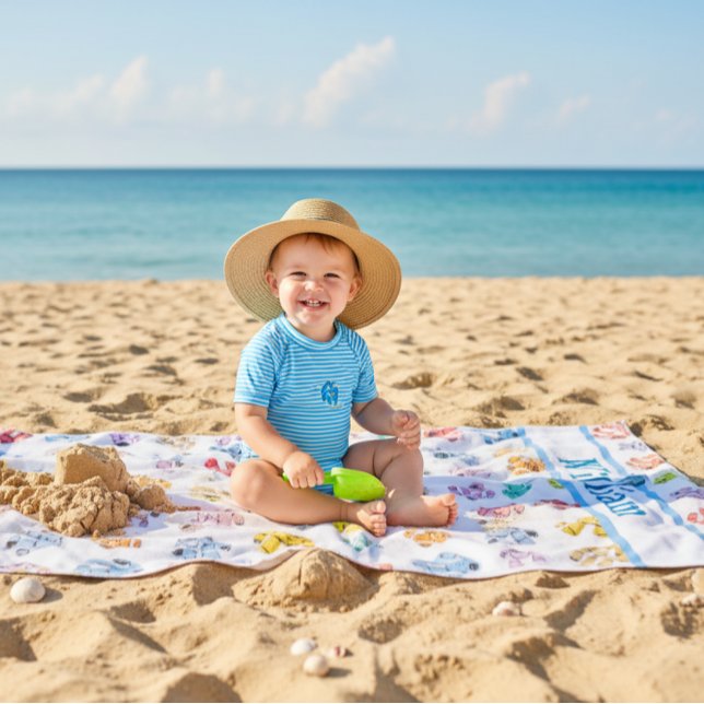 Custom Colourful Robots Beach Towel (Creator Uploaded)