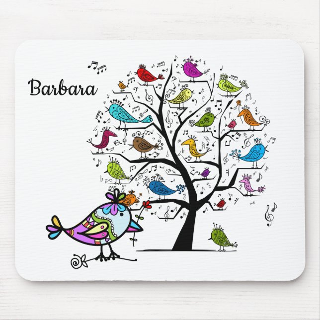 Custom Colourful Spring Bird Mousepad (Front)