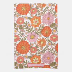 Custom Colourful Summer Flower Floral Pattern Tea Towel
