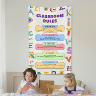 Custom Colourful Teacher's Classroom Rules  Banner