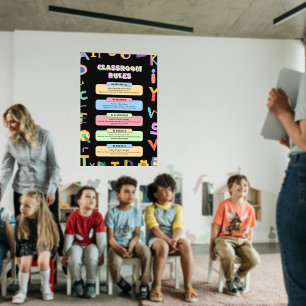 Custom Colourful Teacher's Classroom Rules  Poster