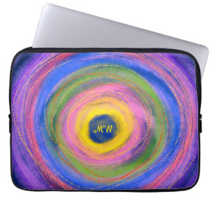 Custom Colourful vibrant Mandala Circles Laptop Sleeve