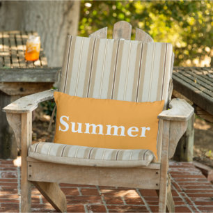 Custom colourful vibrant orange Summer decor Lumbar Cushion