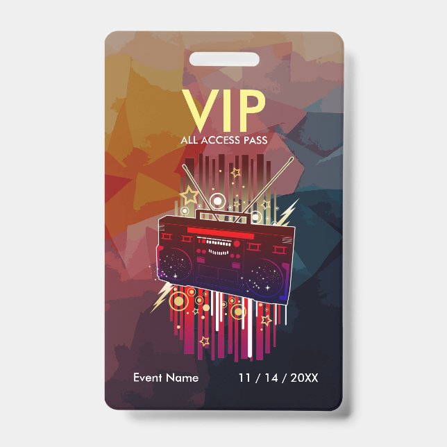 Custom Colourful VIP Event Pass With Modern ID Badge (Front)