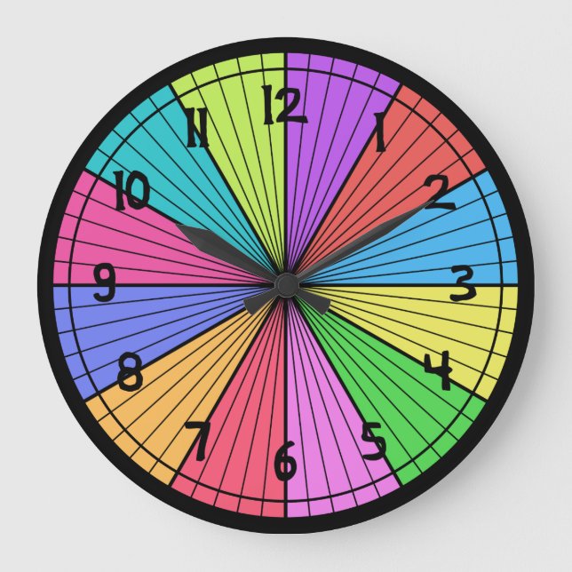 Custom Colourful Wedges Kids Clcok Large Clock (Front)