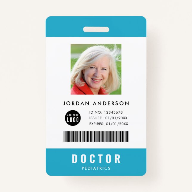 Custom Colours Add Logo Medical Employee Photo ID ID Badge (Front)