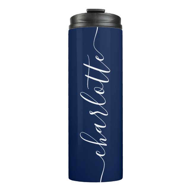 Custom Colours Add Your Name Calligraphy Script Thermal Tumbler (Front)