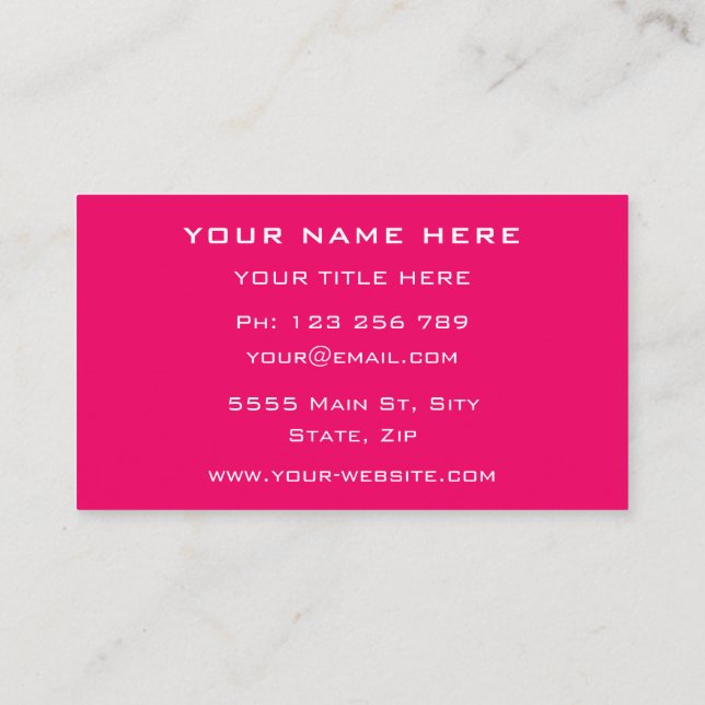 Custom Colours and Font Personalised Business Card (Back)