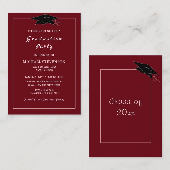 Custom Colours and Font Your Graduation Invitation (Front/Back)