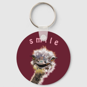 Custom Colours and Text Happy Ostrich  Fun Paintin Key Ring